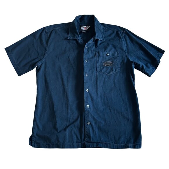 Harley Davidson Mens Sz Large Button Down Short Sleeve Shirt - Picture 1 of 8
